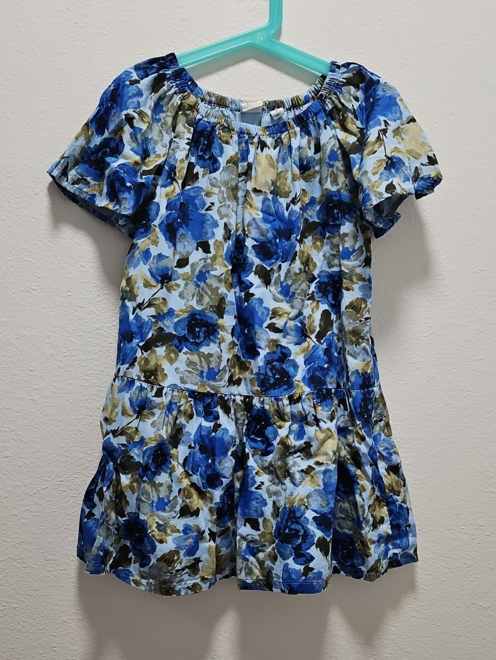 GAP Kids Girl's Blue & Green Floral Tiered Dress Flare Size Small 6-7